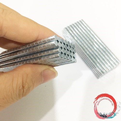 Nam châm viên tròn kích thước 3x3mm mạ kẽm